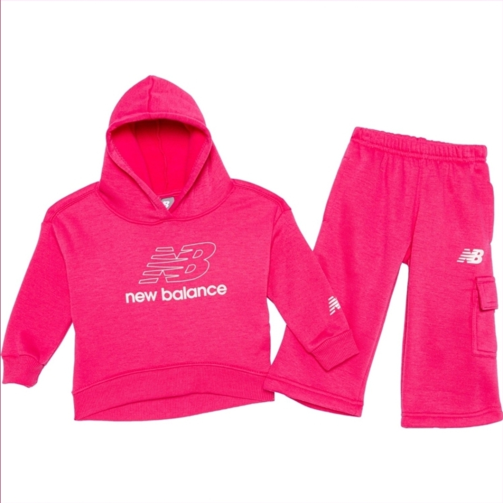 New Balance NWT Infant Girls Fleece Pink Hoodie and Pants Set 12 Months